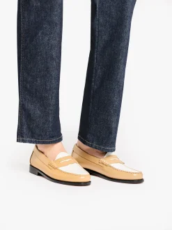 Weejuns Penny Loafers Beige and white soft leather