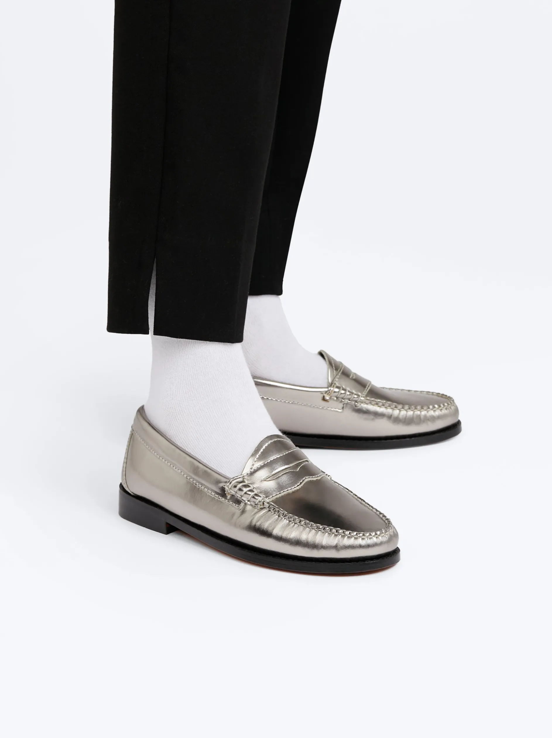 Weejuns Penny Loafers Silver Leather