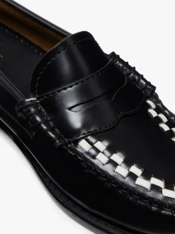 Weejuns Penny Weave Loafers Black & White Leather