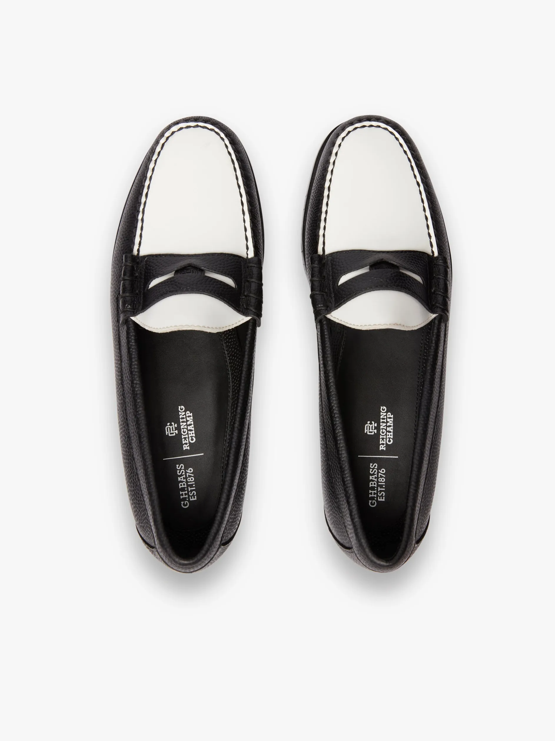 Weejuns Reigning Champ Larson Penny Loafers Black and white leather