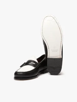 Weejuns Reigning Champ Larson Penny Loafers Black and white leather