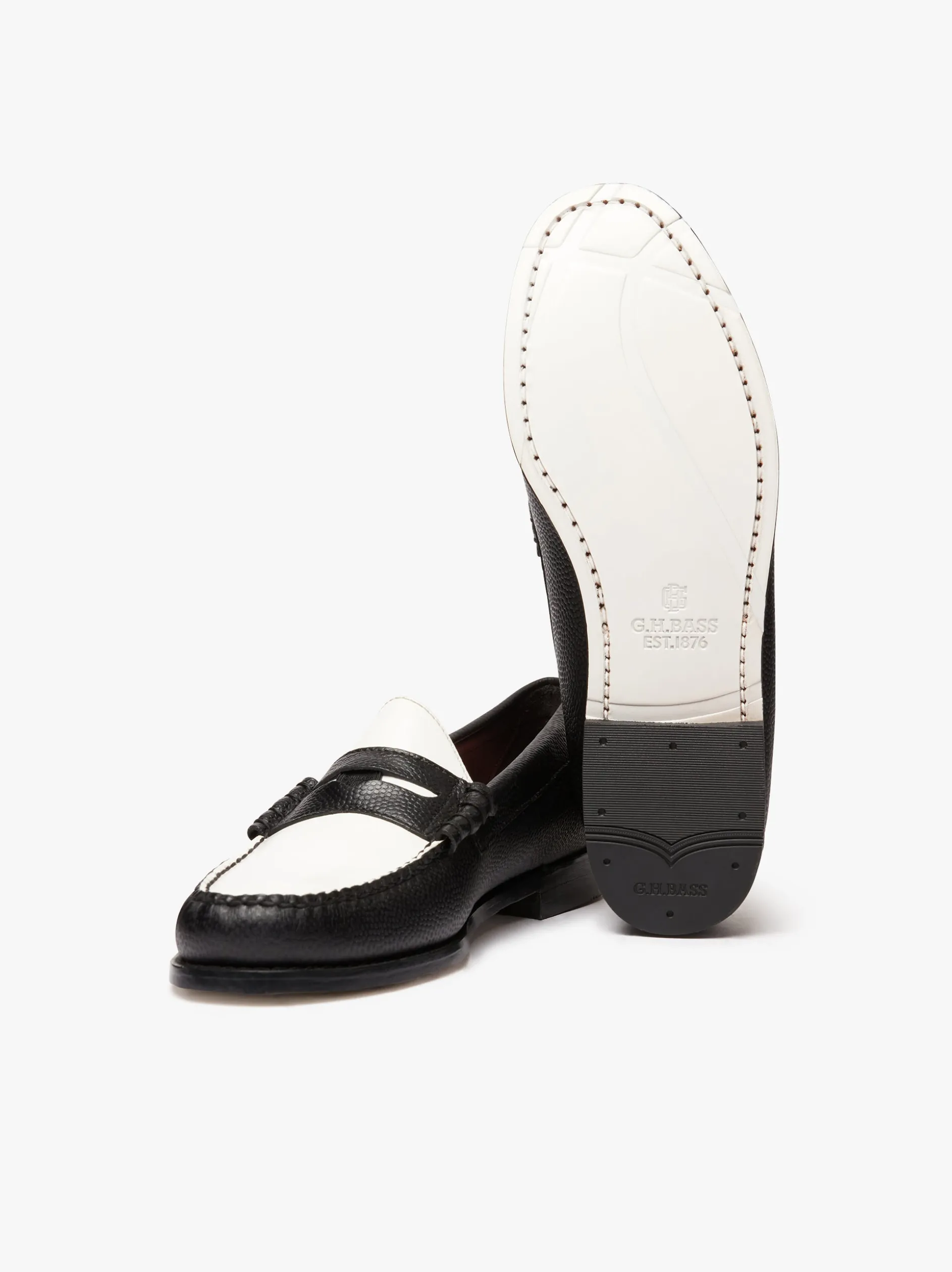 Weejuns Reigning Champ Larson Penny Loafers Black and white leather