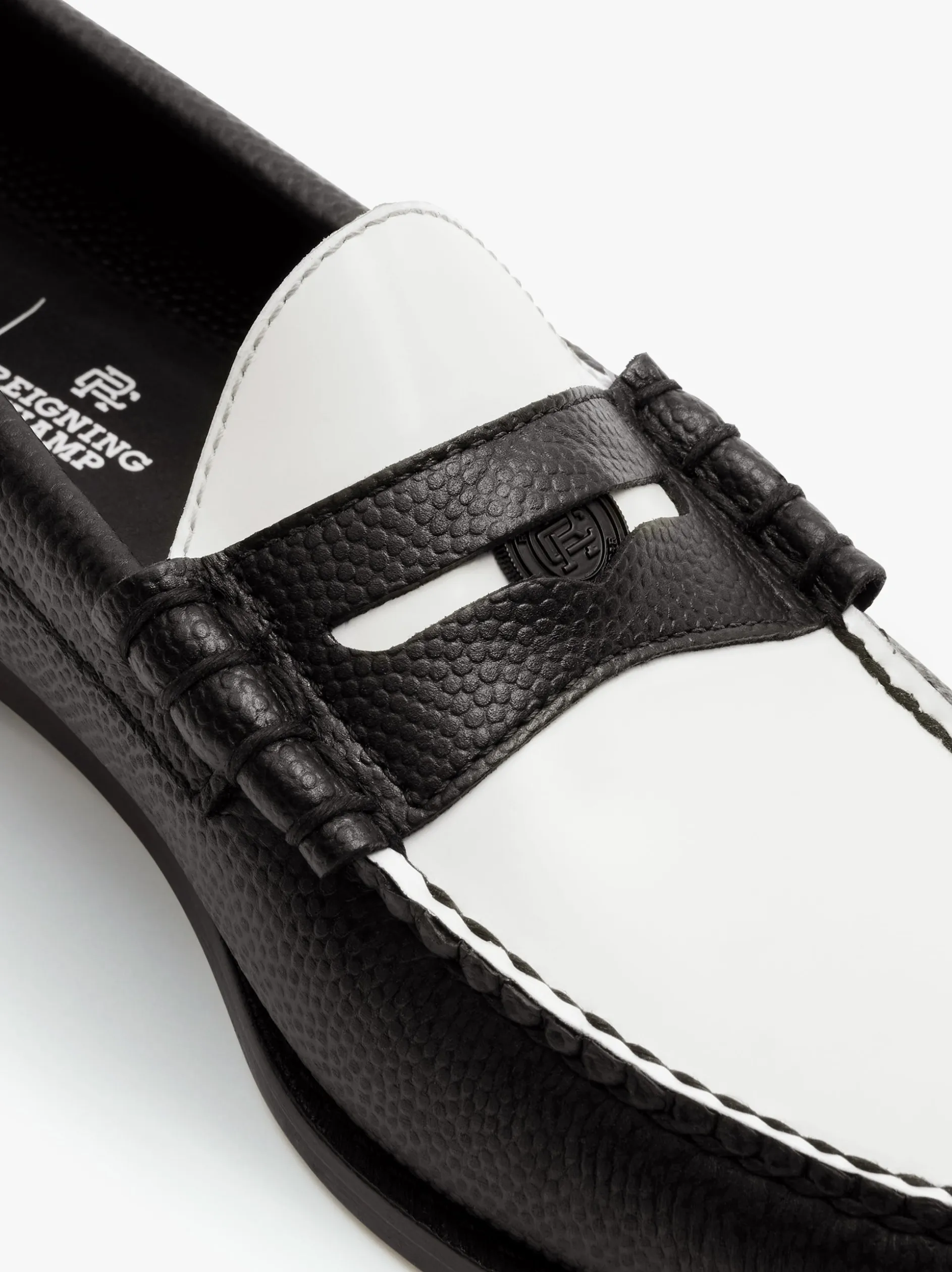 Weejuns Reigning Champ Larson Penny Loafers Black and white leather