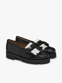 Weejuns 90s Esther Kiltie Tassel Loafers Black & White Leather