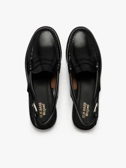 Weejuns Slingback Penny Loafers Black Leather