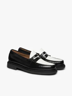Weejuns Step Larson Penny Loafers Black & White Leather