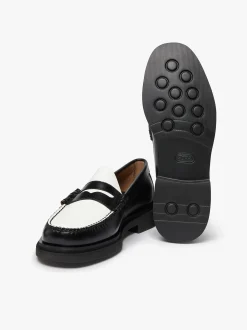 Weejuns Step Larson Penny Loafers Black & White Leather