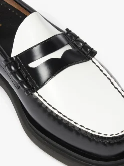 Weejuns Step Larson Penny Loafers Black & White Leather