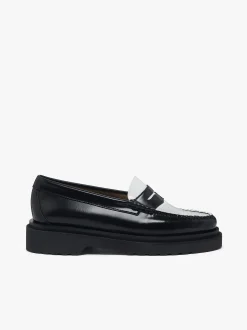 Weejuns Step Penny Loafers Black & White Leather