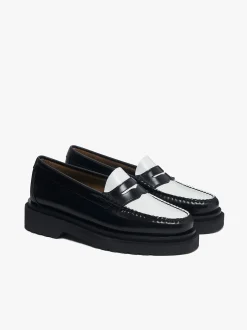 Weejuns Step Penny Loafers Black & White Leather