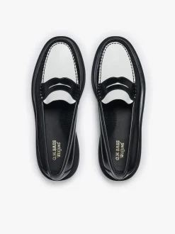 Weejuns Step Penny Loafers Black & White Leather