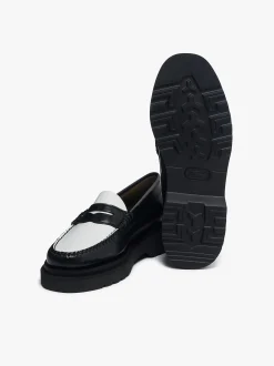 Weejuns Step Penny Loafers Black & White Leather