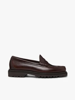Weejuns Step-Lug Larson Penny Loafers Chocolate Pull Up Leather
