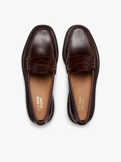 Weejuns Step-Lug Larson Penny Loafers Chocolate Pull Up Leather
