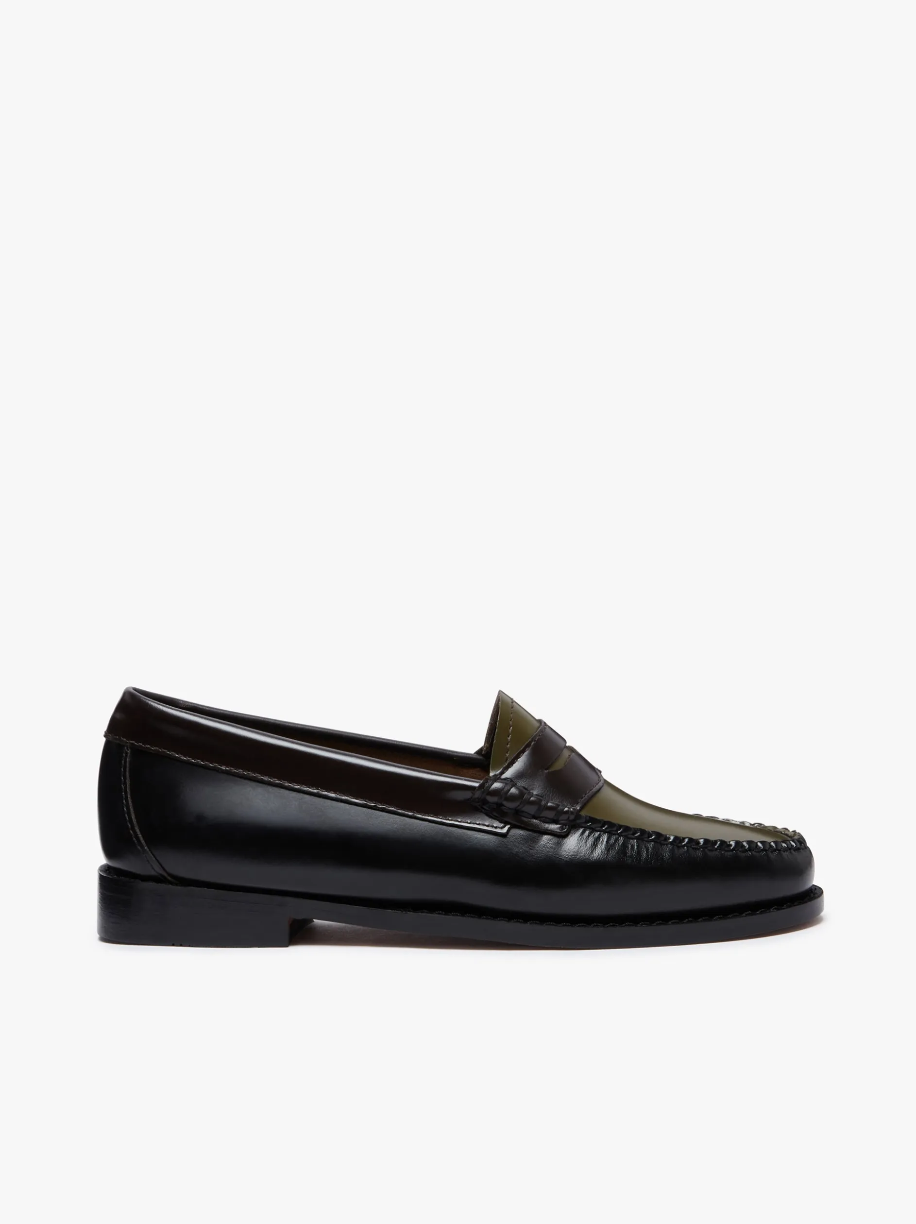 Weejuns Tricolour Penny Loafers Black, Chocolate & Green Leather
