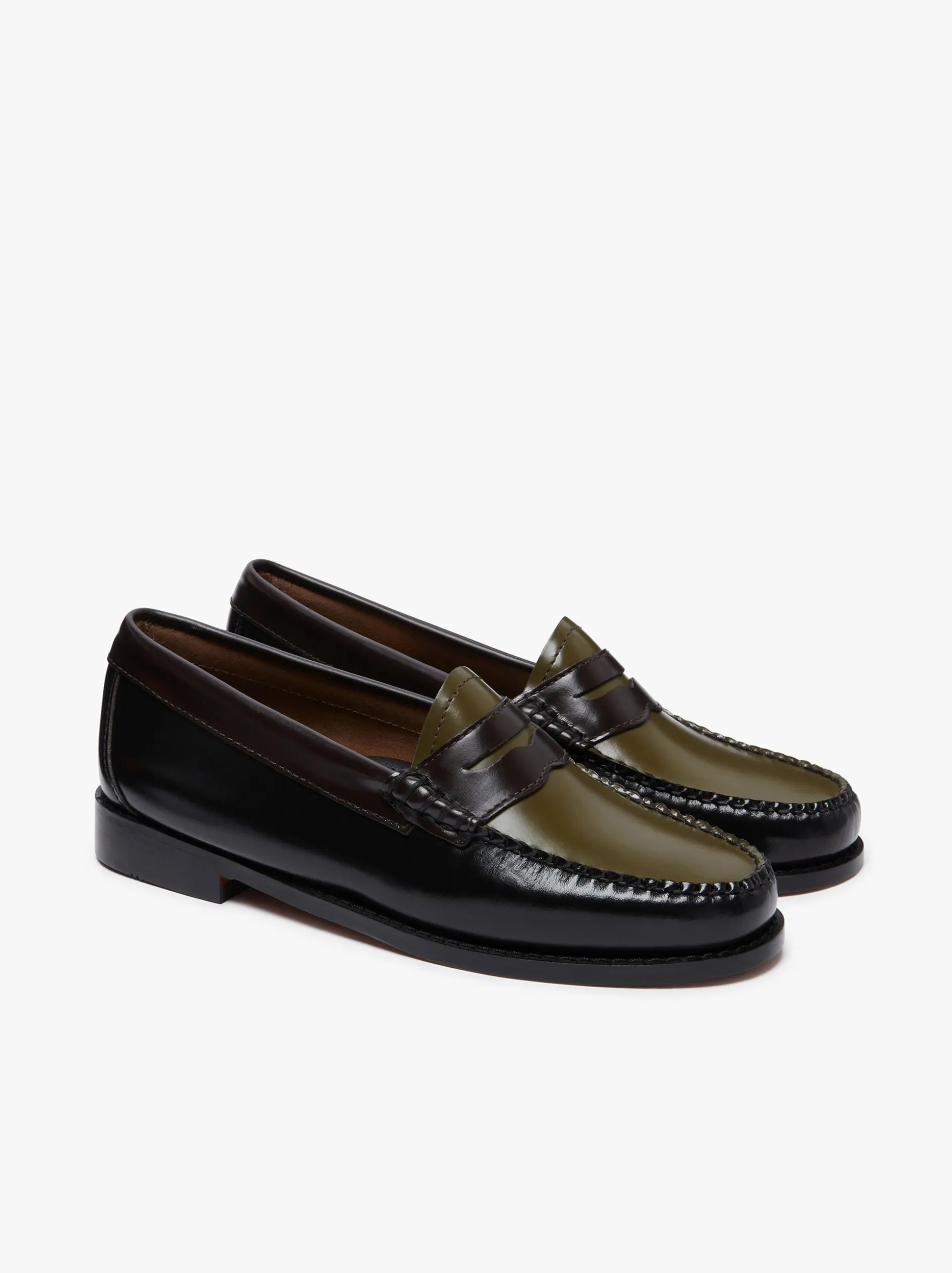 Weejuns Tricolour Penny Loafers Black, Chocolate & Green Leather