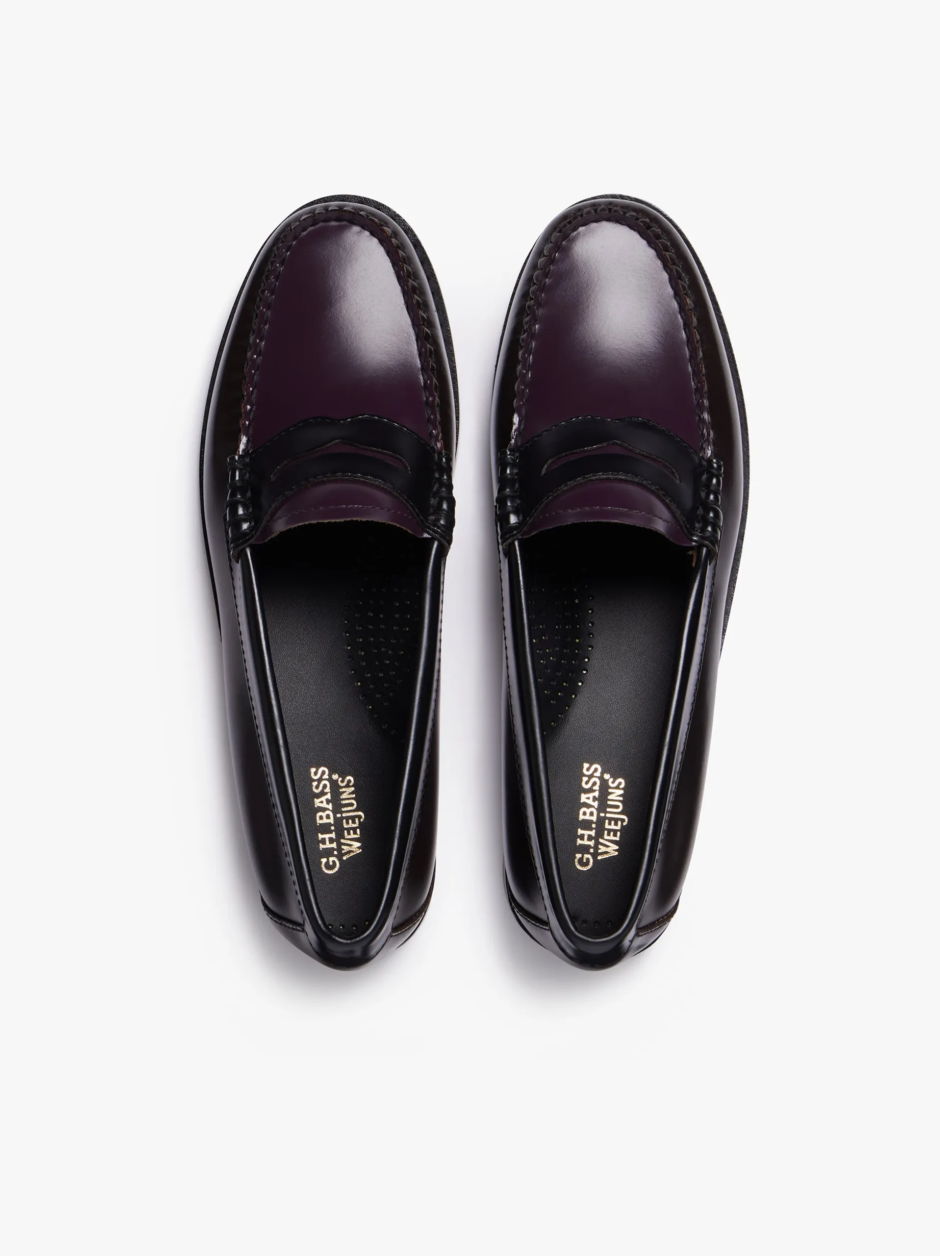 Weejuns Tricolour Penny Loafers Dark Brown, Black & Plum Leather
